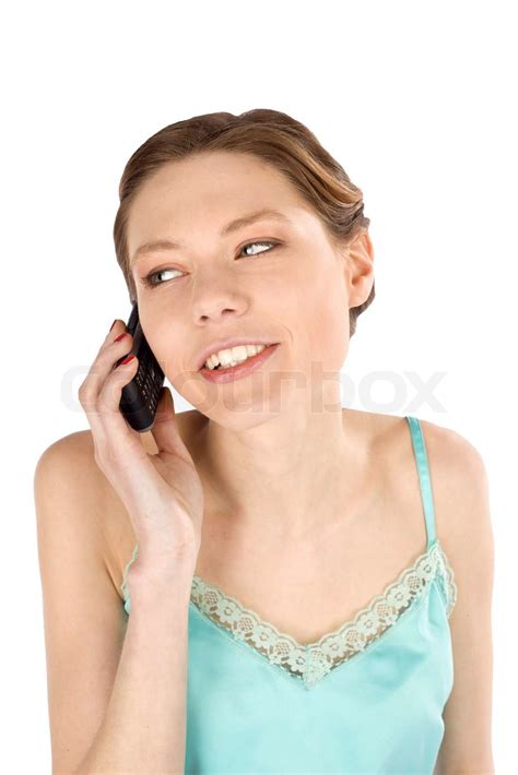 Casual Woman Lyt På Cellphone Stock Foto Colourbox
