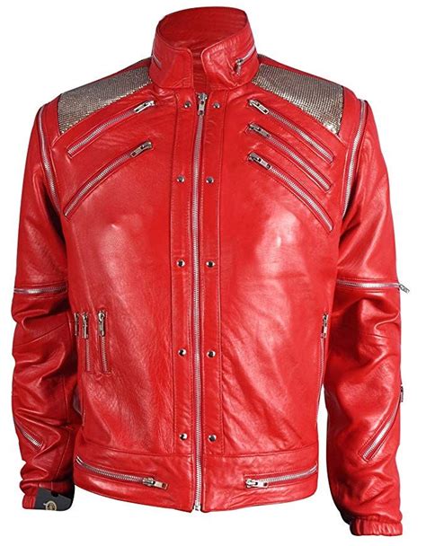 MJ Beat It Michael Jackson Leather Jacket RED 100 Real Leather XS 3XL