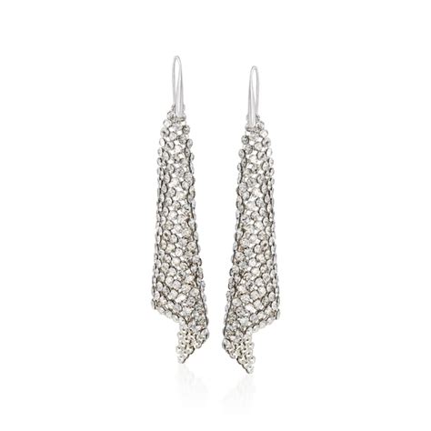 Swarovski Crystal Fit Silver Shade Crystal Mesh Drop Earrings In Silvertone Ross Simons
