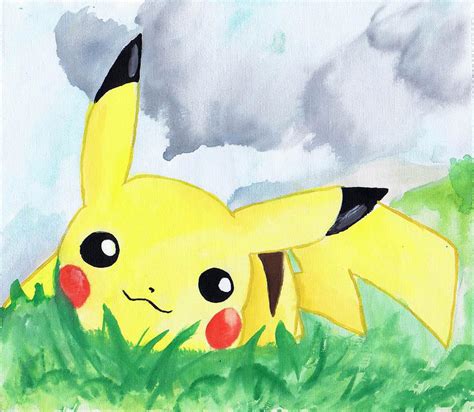Pikachu Watercolor On Canvas By Lightningchaser On Deviantart
