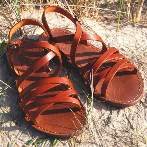 natural leather strappy flat sandals by espadrille