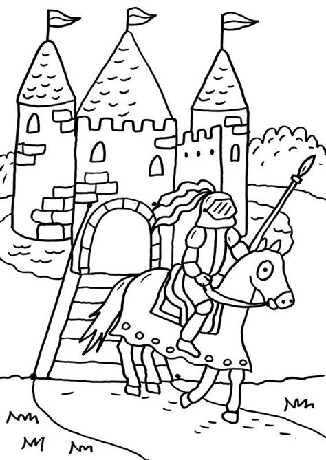 Ausmalbild Ritter und Drachen: Ritterburg kostenlos ausdrucken | Castle
