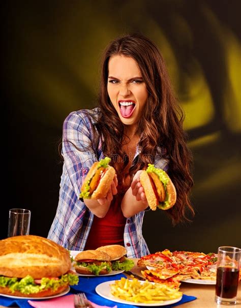 Funny Woman Eating Pizza Stock Photo Image Of Italian 7887806