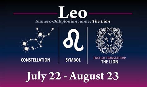 Leo Zodiac And Star Sign Dates Symbols And Meaning For Leo Uk