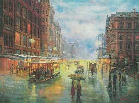 Rainy Night Collins St Melbourne Painting By John Bradley Pixels