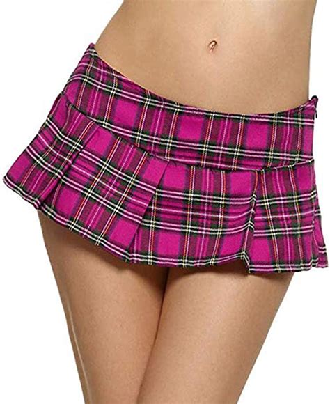 ertyuio women micro skirt club waist plaid skirt lures sexy short pleated skirt dance clubwear