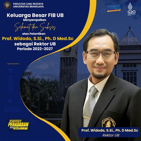 Keluarga Besar FIB UB Selamat Dan Sukses Atas Pelantikan Prof Widodo