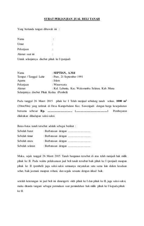 Contoh surat perjanjian jual beli tanah warisan. Jual Beli Tanah Hibah - Bank Surabaya
