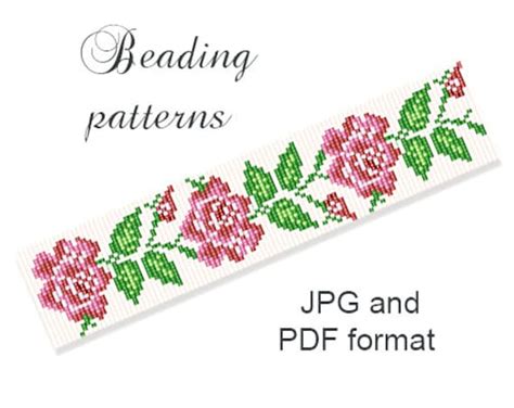 This bead pattern is made using japanese miyuki size 11 delica. Loom Bead Pattern Floral Bracelet Pattern Flower Loom | Etsy