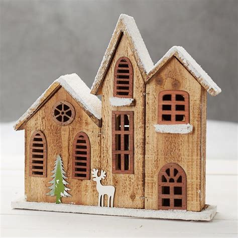 Rustic Row Of Wood Village Houses Table Decor Home Decor Small