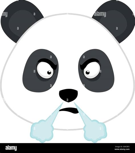 Vector emoticono ilustración de la cara de un panda con una expresión enojada y fuming Imagen