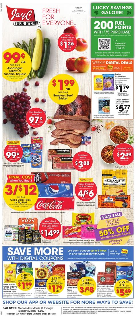 Please review the sections on this page about jay c food corydon, in, including the hours of operation, store address, direct telephone and more info. Jay C Food Stores Current weekly ad 03/10 - 03/16/2021 ...