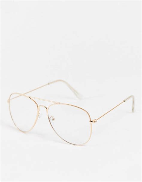 madein blue light aviator glasses in gold asos