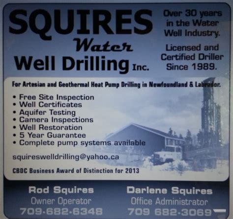 squires water well drilling inc st john s newfoundland and labrador nl