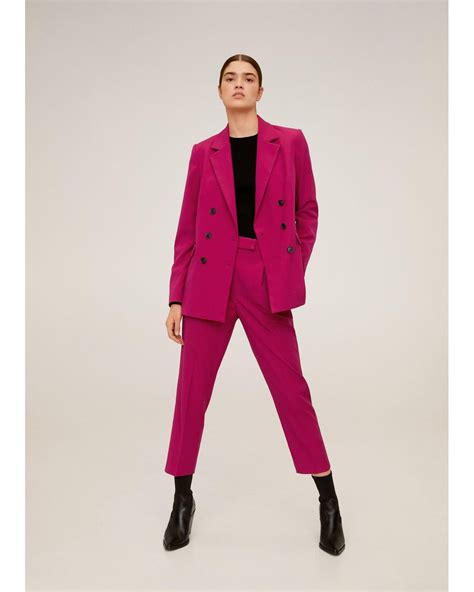 Mango Synthetic Double Breasted Blazer Fuchsia In Pink Lyst
