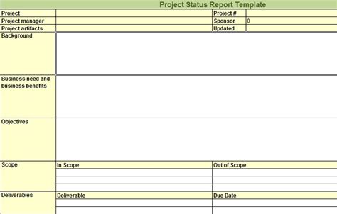 weekly project status report template  excel microsoft
