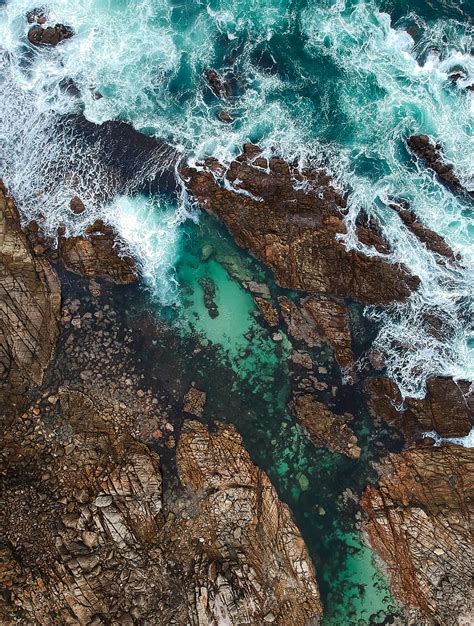 Rocks Ocean Aerial View Coast Waves Hd Phone Wallpaper Peakpx