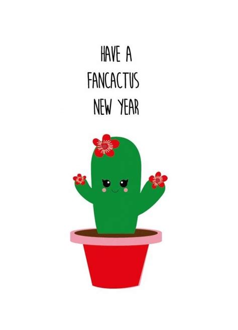 Kerstkaart Have A Fancactus New Year Cacti Cards And Bullet Cactus