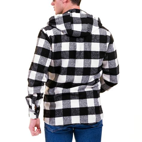 Checkered Hooded Flannel V2 Black White S Amedeo Exclusive