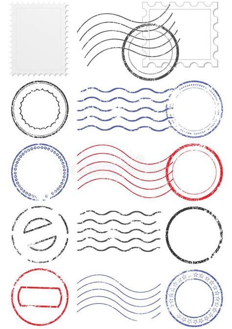 Vector Set Of Different Postmark And Stamps Vector Set Of Stamps And