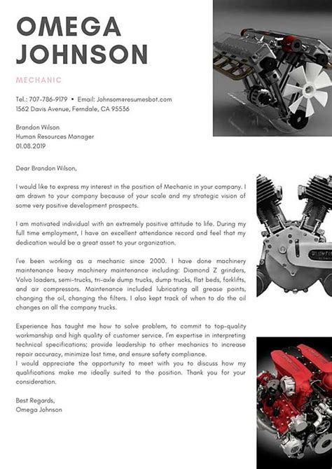 Mechanic Cover Letter Samples And Templates Pdfword 2024 Rb
