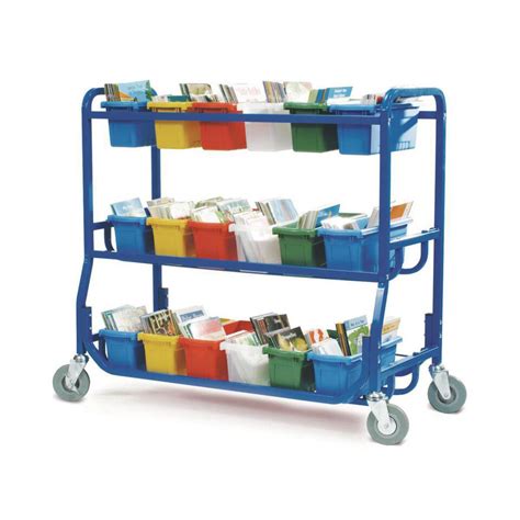 Library On Wheels Cart 18 Small Book Tubs Classroom Essentials