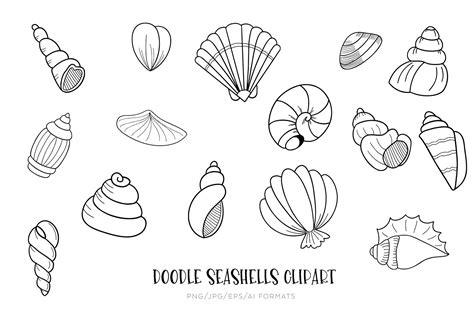 Doodle Seashells Vector Clipart