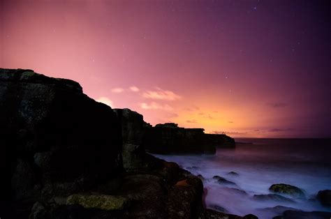 Pink Skies Above Portland Dorset At Night Photography By Stephen