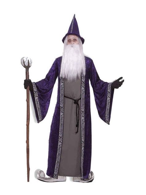 Long Purple Velvet Wizard Outfit Merlin Wizard Costume For Men