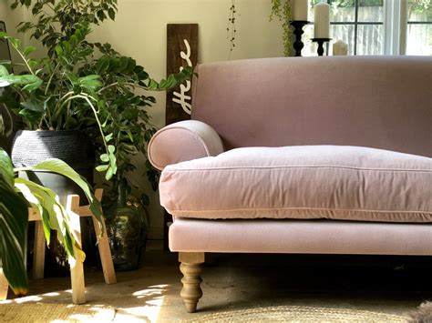 The ‘saturday Sofa In Orchid Cotton Matt Velvet Pink Sofa Living