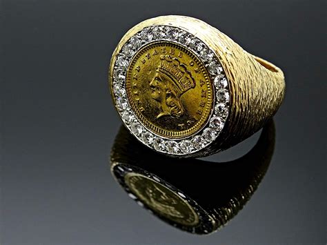 Liberty Head Gold Coin Ring Big Mens Ring