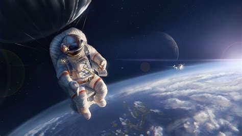 Astronaut Swimming In Galaxy Wallpaper K