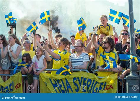 Swedish Football Fans Celebrate The European Champions Editorial Stock Image Image Of July