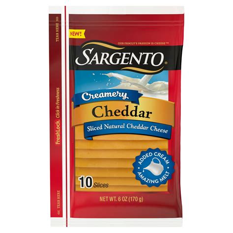 Sargento Creamery Sliced Natural Cheddar Cheese 10 Slices Walmart
