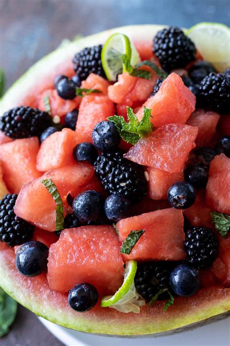 Berry Watermelon Salad With Lime And Mint Wonkywonderful