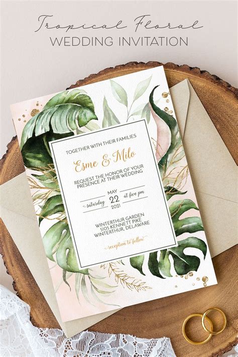 tropical wedding invitation editable instant download etsy floral wedding invitations
