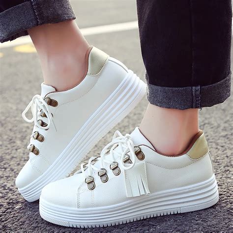 Fringe White Womens Sneaker Platform Sneakers Increase Casual Shoes