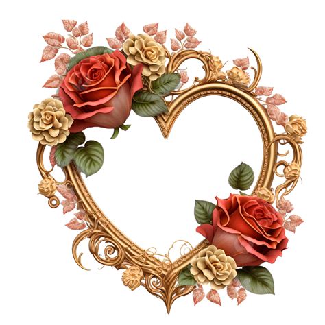 Cadre En Forme De Coeur De Fleurs Rose Rouge Saint Valentin Isolé Sur Blanc PNG Saint Valentin