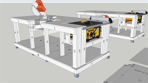 Mobile Workbench With Built In Table And Mitre Saws 3d Warehouse