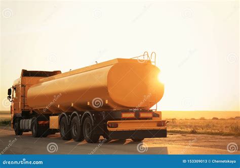 Modern Yellow Truck Parked On Road Stock Image Image Of Auto