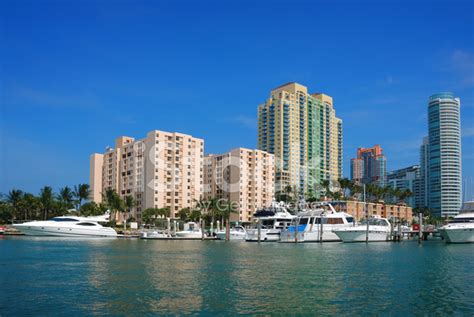 Miami Beach Marina And Luxury Condos Stock Photo Royalty Free