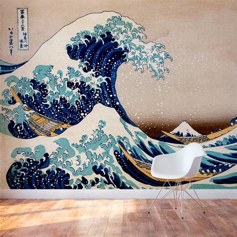 Japanese Style Great Wave Wall Mural Wallums