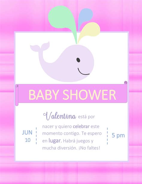 Estás invitado al baby shower de samantha martínez para celebrar el nacimiento de su pequeña hija marisa marilú que se celebrará este sábado 4, a las 20.00 hs. Tarjeta de Invitación de Baby Shower para Editar - Niña y Niño