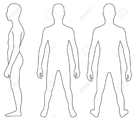 Standard anatomical position is that of a human standing, looking forward, feet together and pointing forward, with none of the long bones crossed from the viewer's perspective. Human Body Outlines - Word Excel PDF Formats