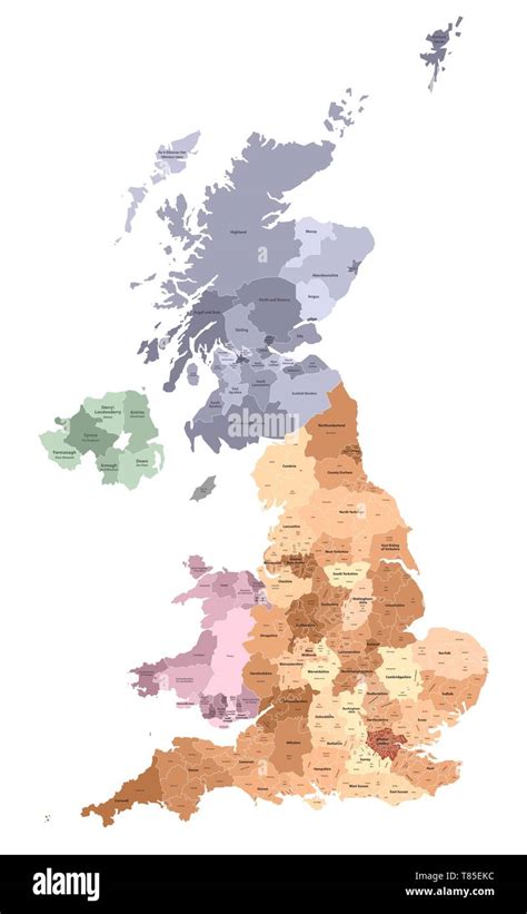 Mapa De Vectores De Divisiones Administrativas Del Reino Unido