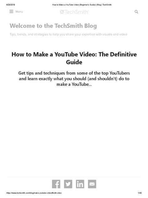 How To Make A Youtube Video Beginners Guide Blog Techsmith Pdf