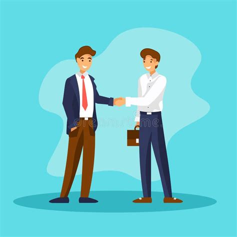 Businessmen Standing And Shake Hands Agreement Concept Flat Vector Stock Vector Illustration