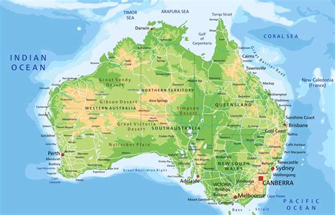 Map of Australia, 4k, geographical map, continent map, oceans ...