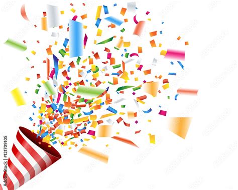 Exploding Party Popper With Confetti Vector Stock Vector Adobe Stock