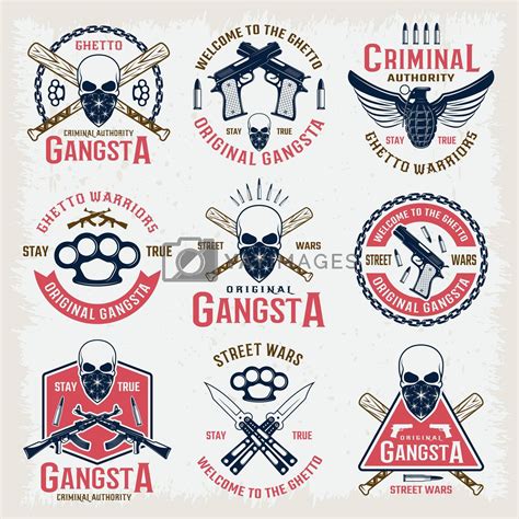 Royalty Free Vector Gangster Colored Emblems By Mstjahanara